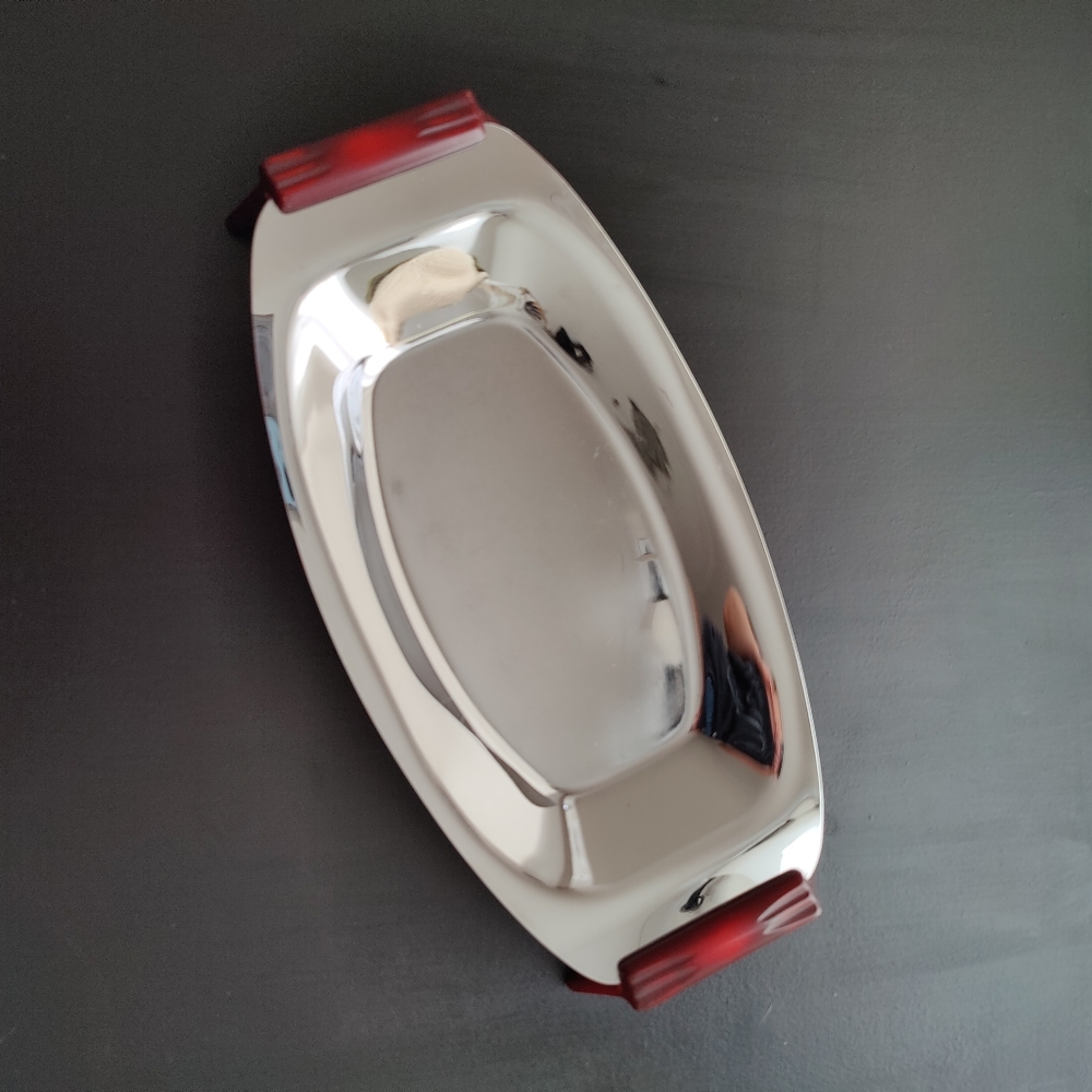 MCM | GloHill serving tray with their signature red bakelite handles